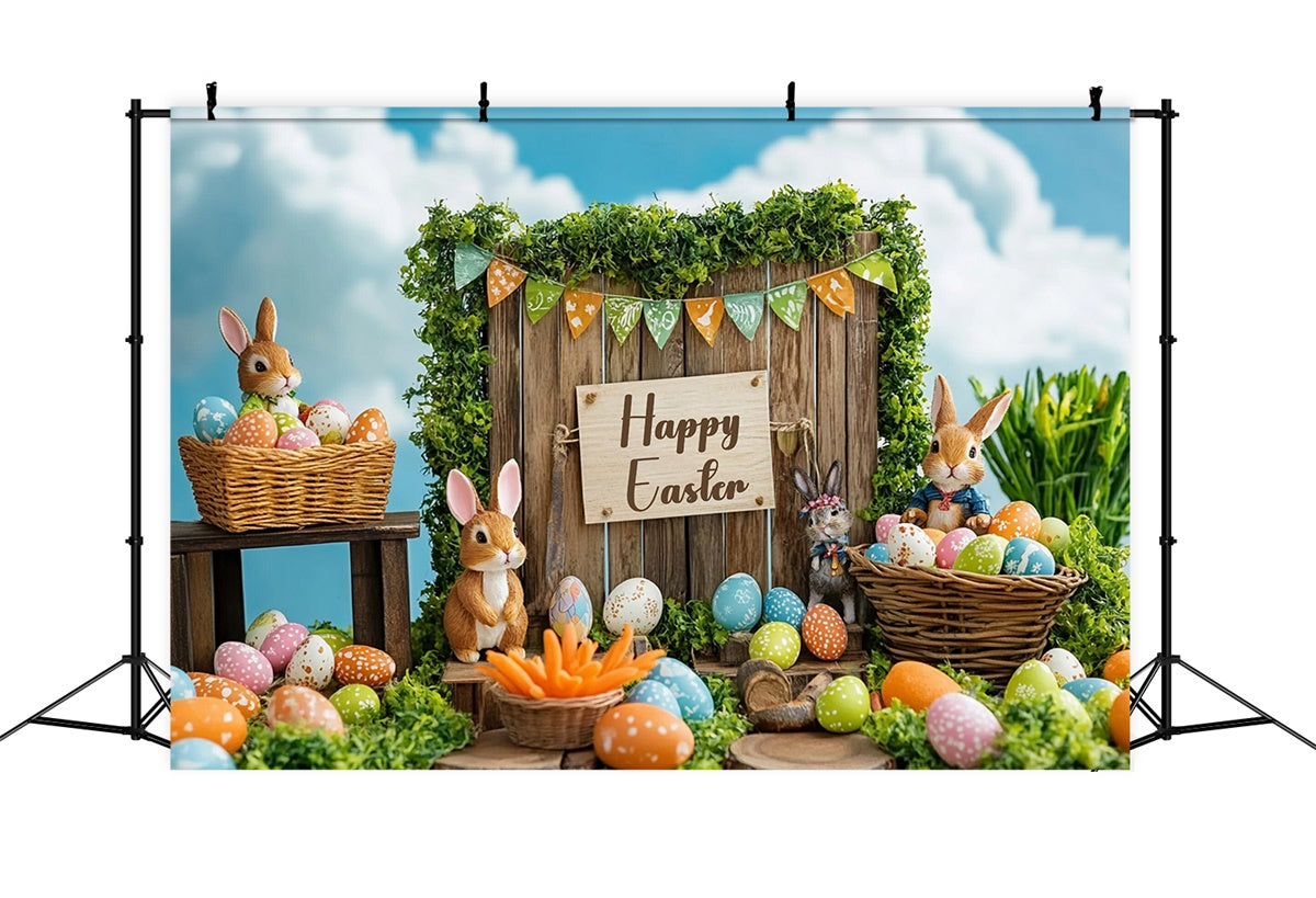 Ostern Backdrop Festlicher Hasen Korb Rustikaler Hintergrund GTY3-241