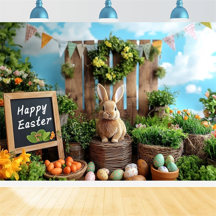 Fotohintergrund Ostern Lush Greenery Karotte Hase Hintergrund GTY3-244