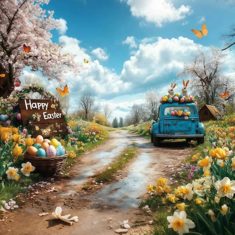 Ostern Backdrops Fotografie Retro Truck Ei Wiese Backdrop GTY3-245