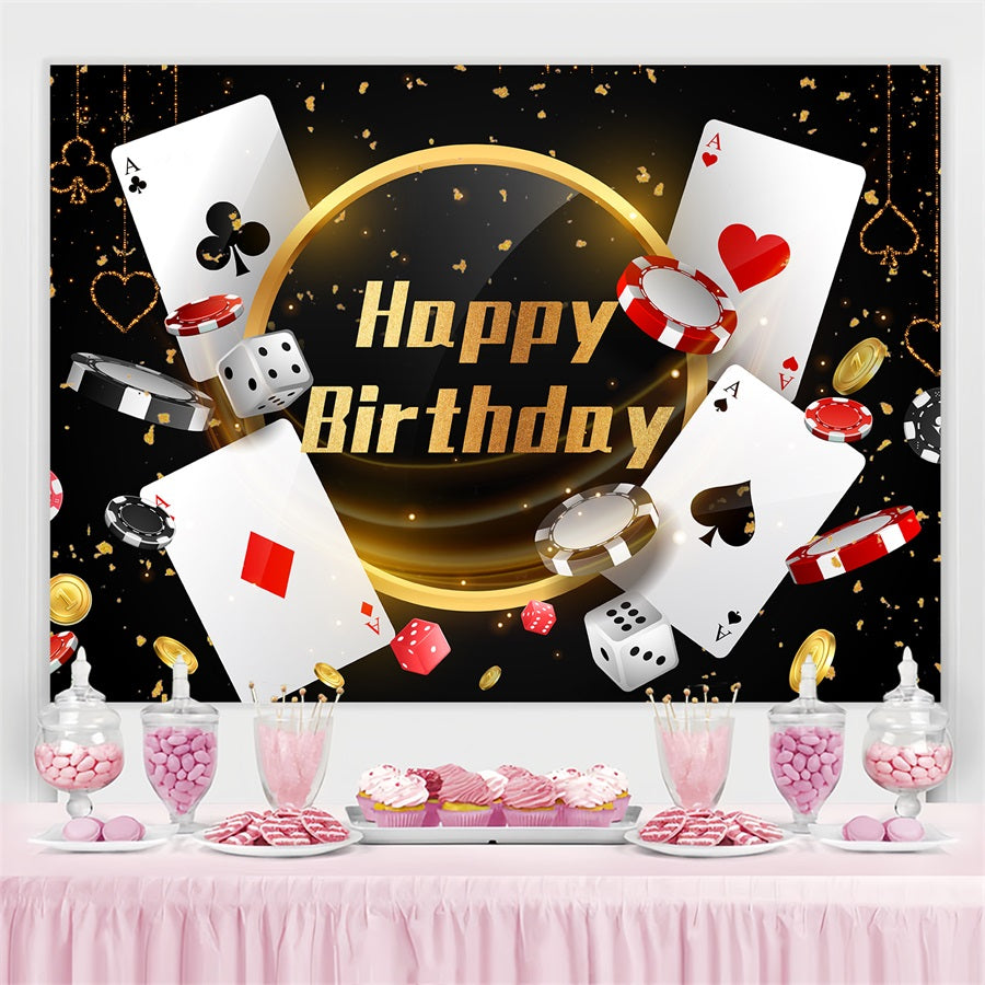 Geburtstag Backdrop Poker Party Gold Personalisierte Backdrop GTY3-247