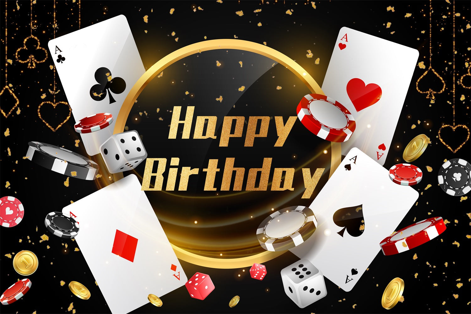 Geburtstag Backdrop Poker Party Gold Personalisierte Backdrop GTY3-247