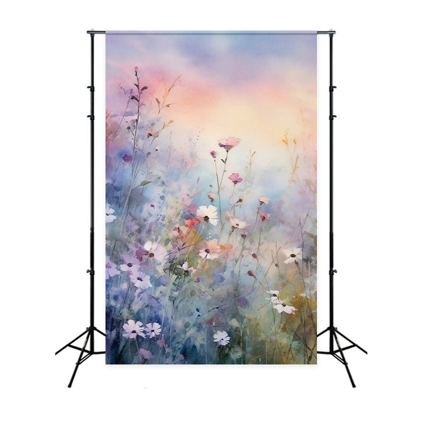 Lila Blumen Backdrop Sonnenuntergang Blüte Fantasy Backdrop GTY3-26