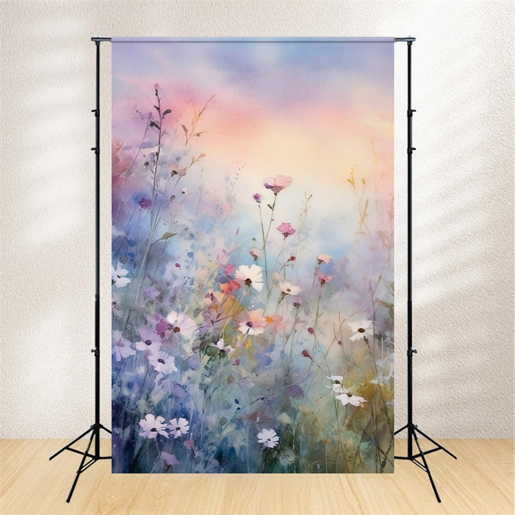 Lila Blumen Backdrop Sonnenuntergang Blüte Fantasy Backdrop GTY3-26