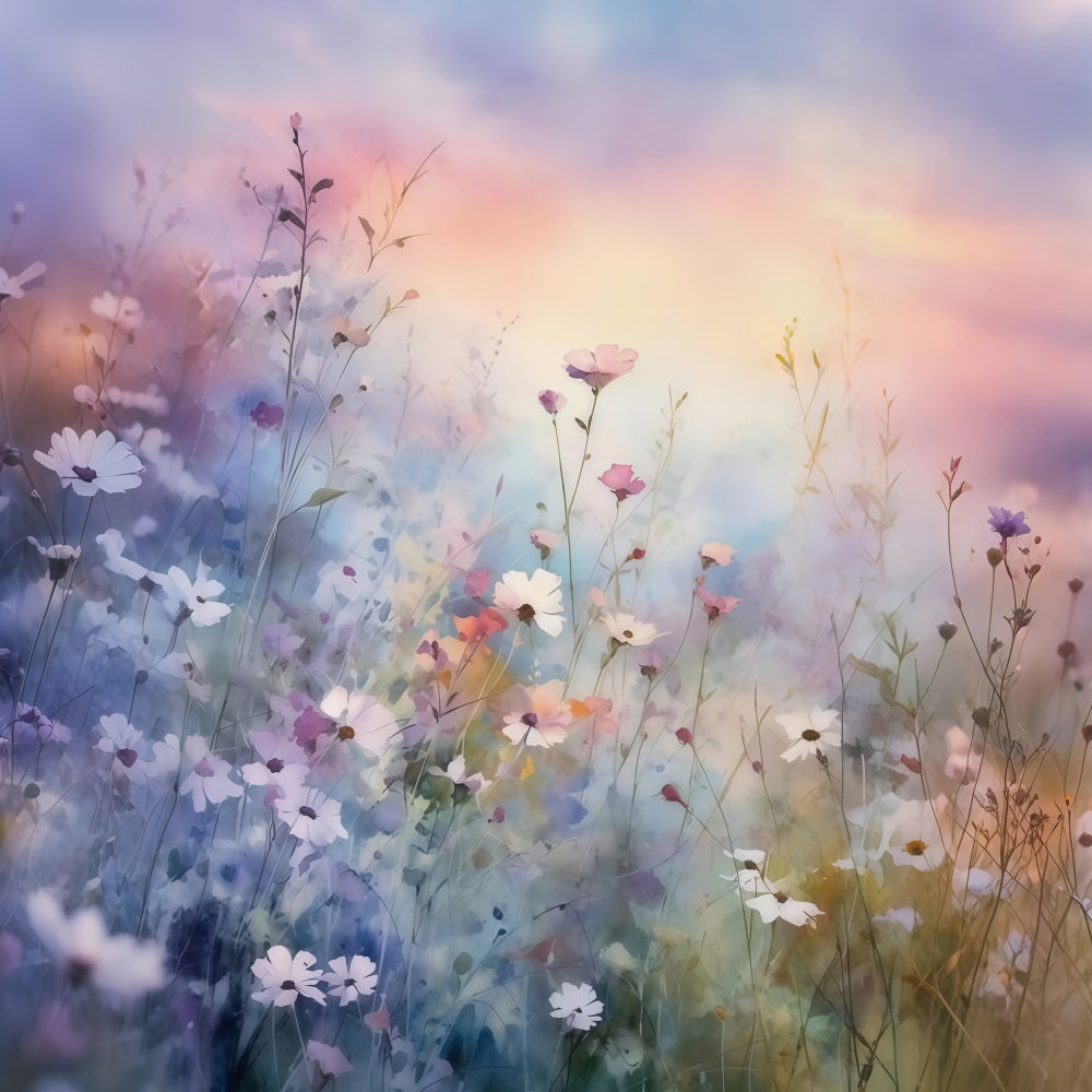 Lila Blumen Backdrop Sonnenuntergang Blüte Fantasy Backdrop GTY3-26