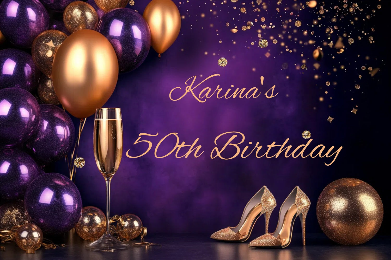 Personalisierte 50. Geburtstag Backdrops Champagner Luftballons Backdrop GTY3-266