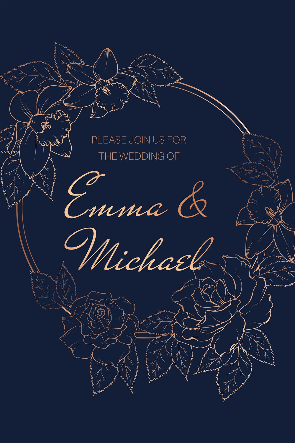 Hochzeit Backdrops Dunkelblau Floral Personalisierte Backdrop GTY3-274