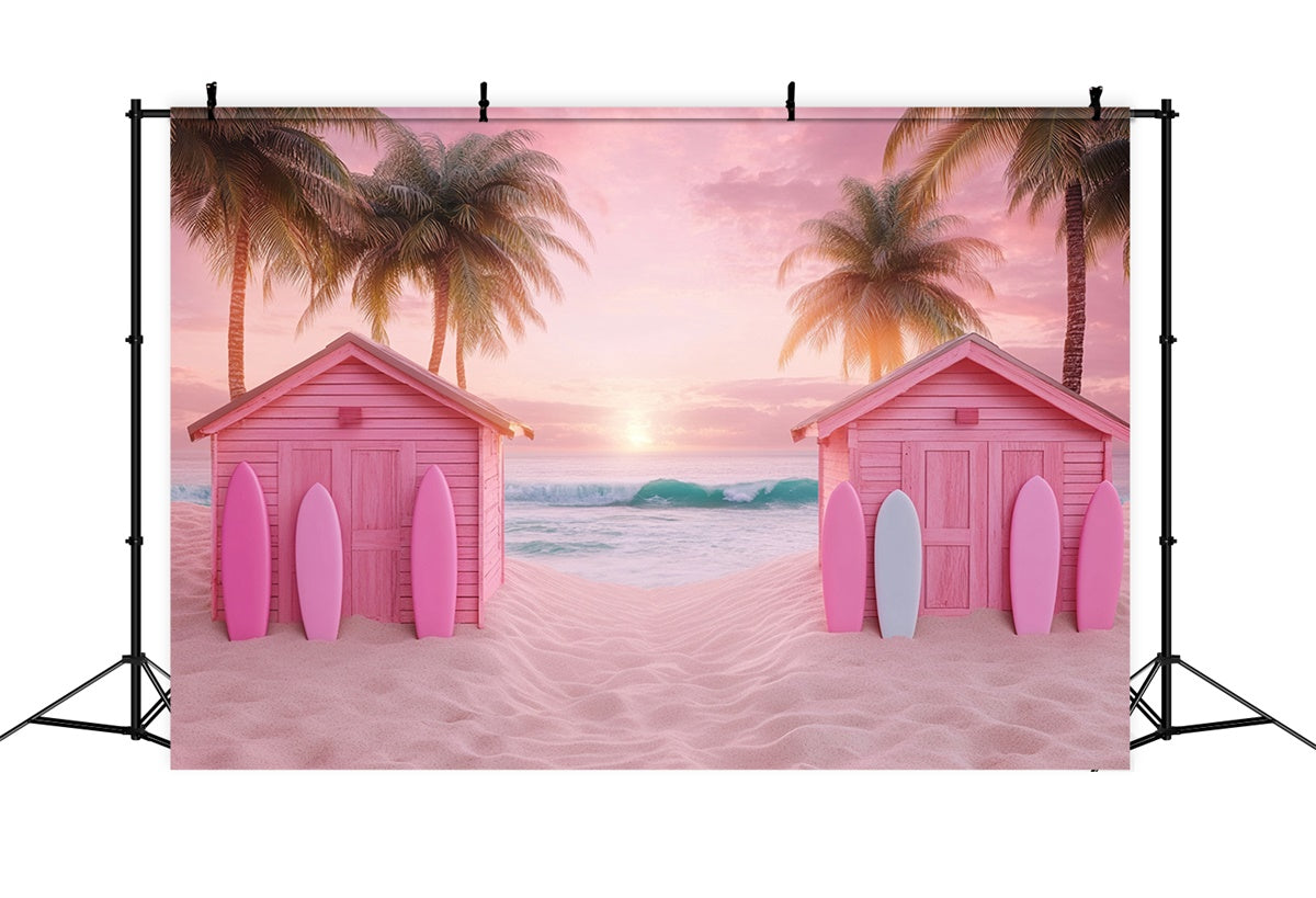 Beach Backdrop Strandhütten Sonnenuntergang Sommerhintergrund GTY3-303