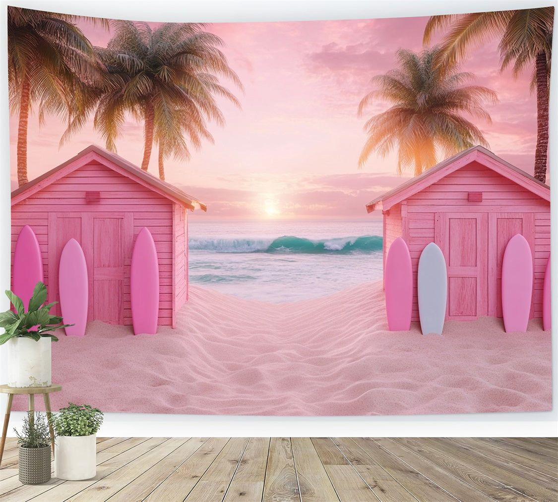 Beach Backdrop Strandhütten Sonnenuntergang Sommerhintergrund GTY3-303