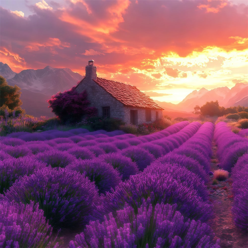 Lila Blumen Backdrop Lavendel Sonnenuntergang Cottage Dream Backdrop GTY3-31