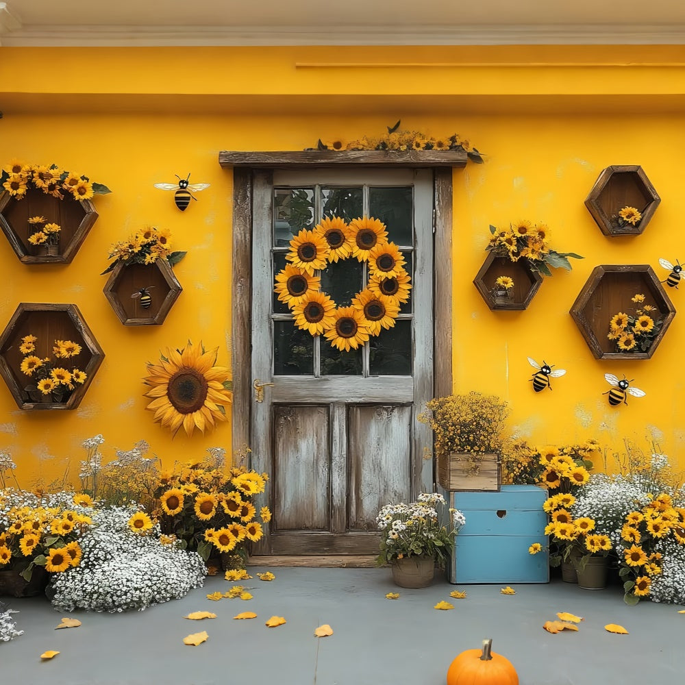 Sonnenblume Fotokulisse Rustikale Tür Sonnenblume Sommerkulisse GTY3-311