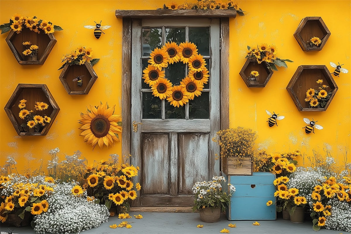 Sonnenblume Fotokulisse Rustikale Tür Sonnenblume Sommerkulisse GTY3-311