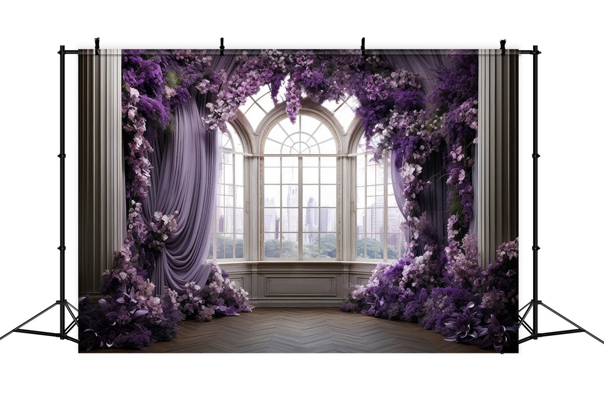 Lila Blumen Backdrop Elegant Lavendel Blume Fenster Hintergrund GTY3-39