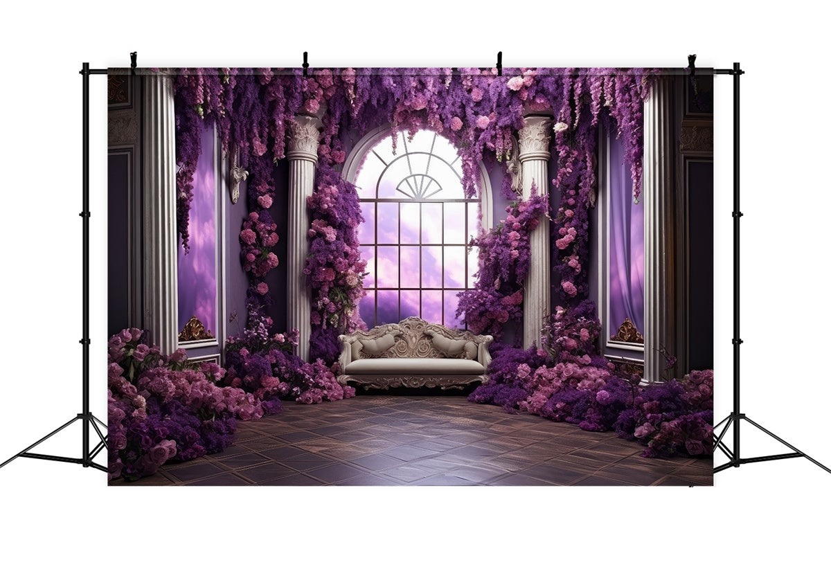Blumen Fotohintergrund Königlich Violett Garten Fenster Hintergrund GTY3-40