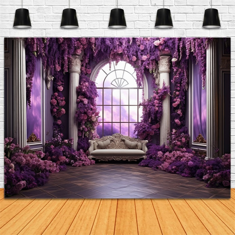 Blumen Fotohintergrund Königlich Violett Garten Fenster Hintergrund GTY3-40