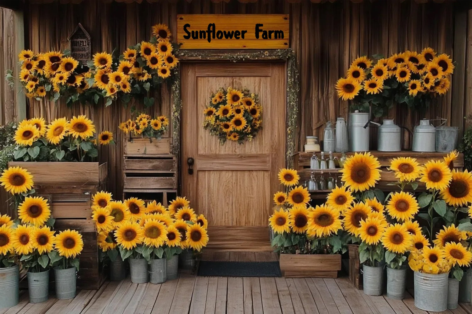 Sonnenblume Backdrop Gemütlich Rustikal Sonnenblumenhaus Sommer Backdrop GTY3-409