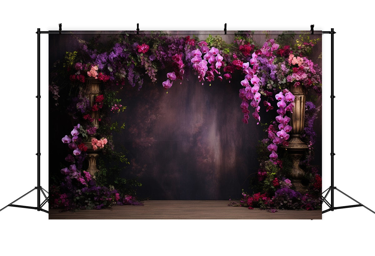 Lila Blumen Wandhintergrund Vintage Violett Orchidee Fantasie Hintergrund GTY3-41
