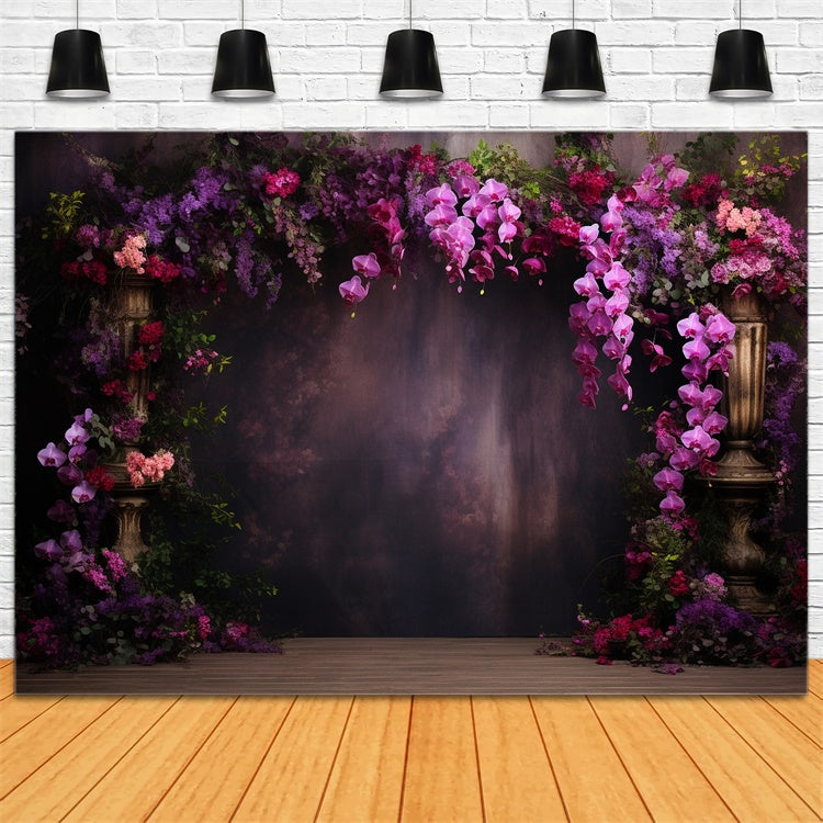 Lila Blumen Wandhintergrund Vintage Violett Orchidee Fantasie Hintergrund GTY3-41