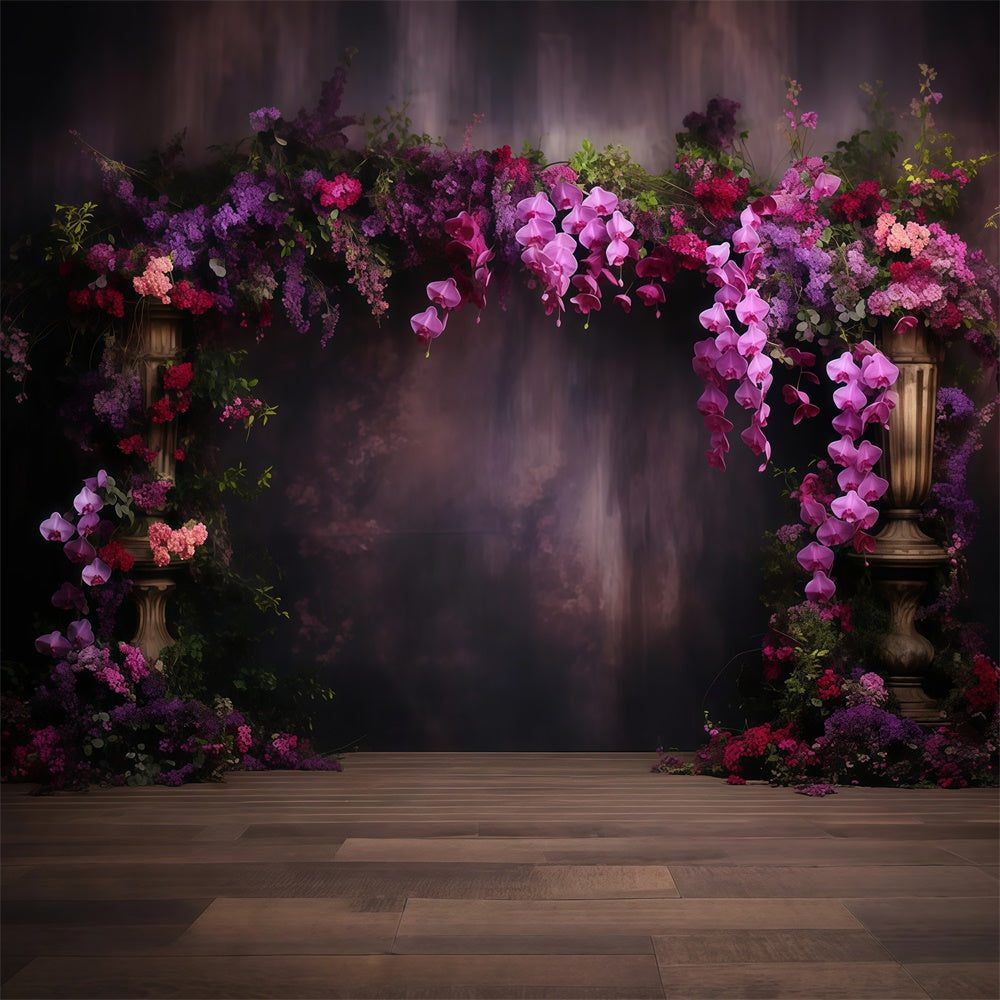 Lila Blumen Wandhintergrund Vintage Violett Orchidee Fantasie Hintergrund GTY3-41