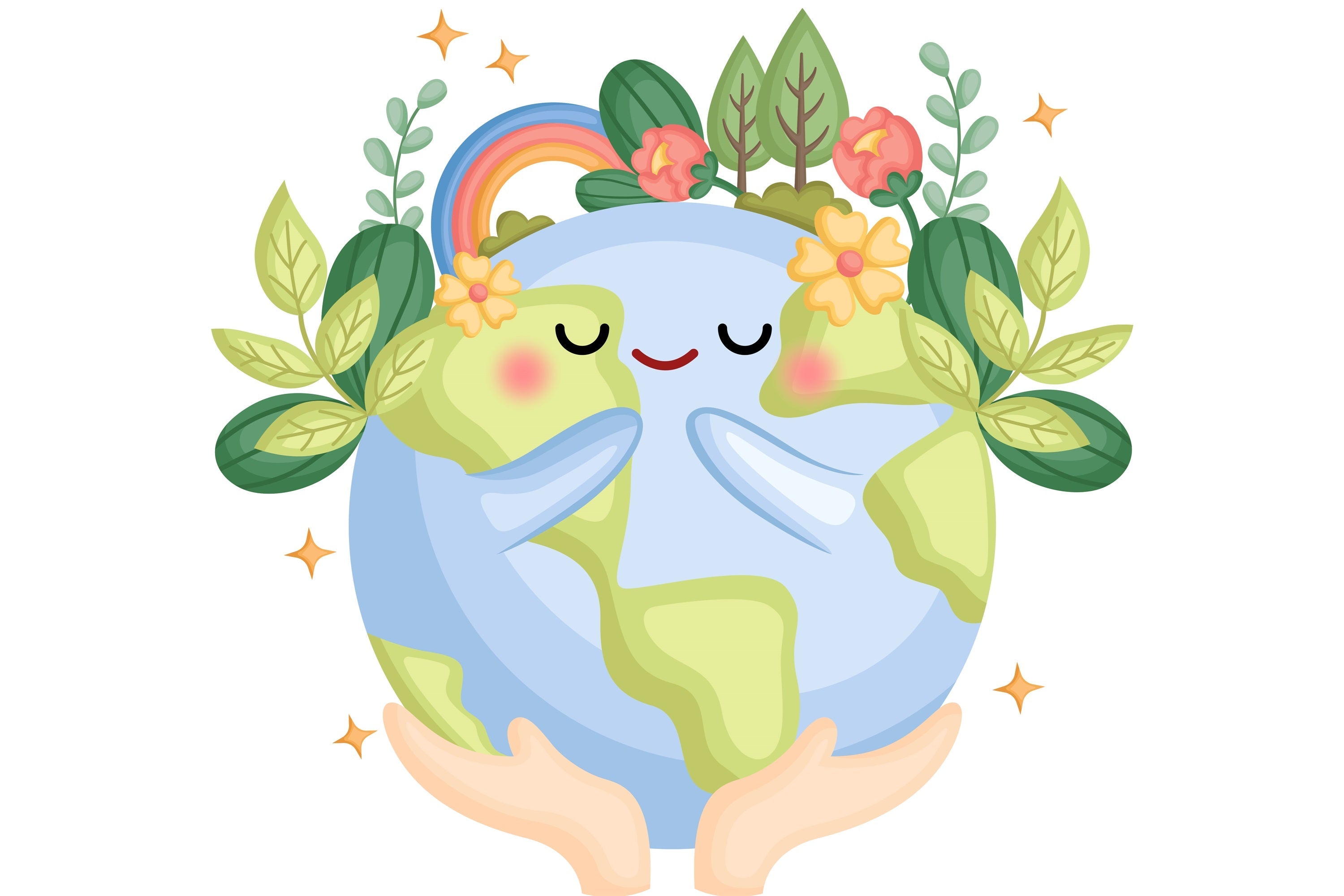 Happy Earth Day Backdrop Niedlicher Planet Umarmung Natur Backdrop GTY3-57
