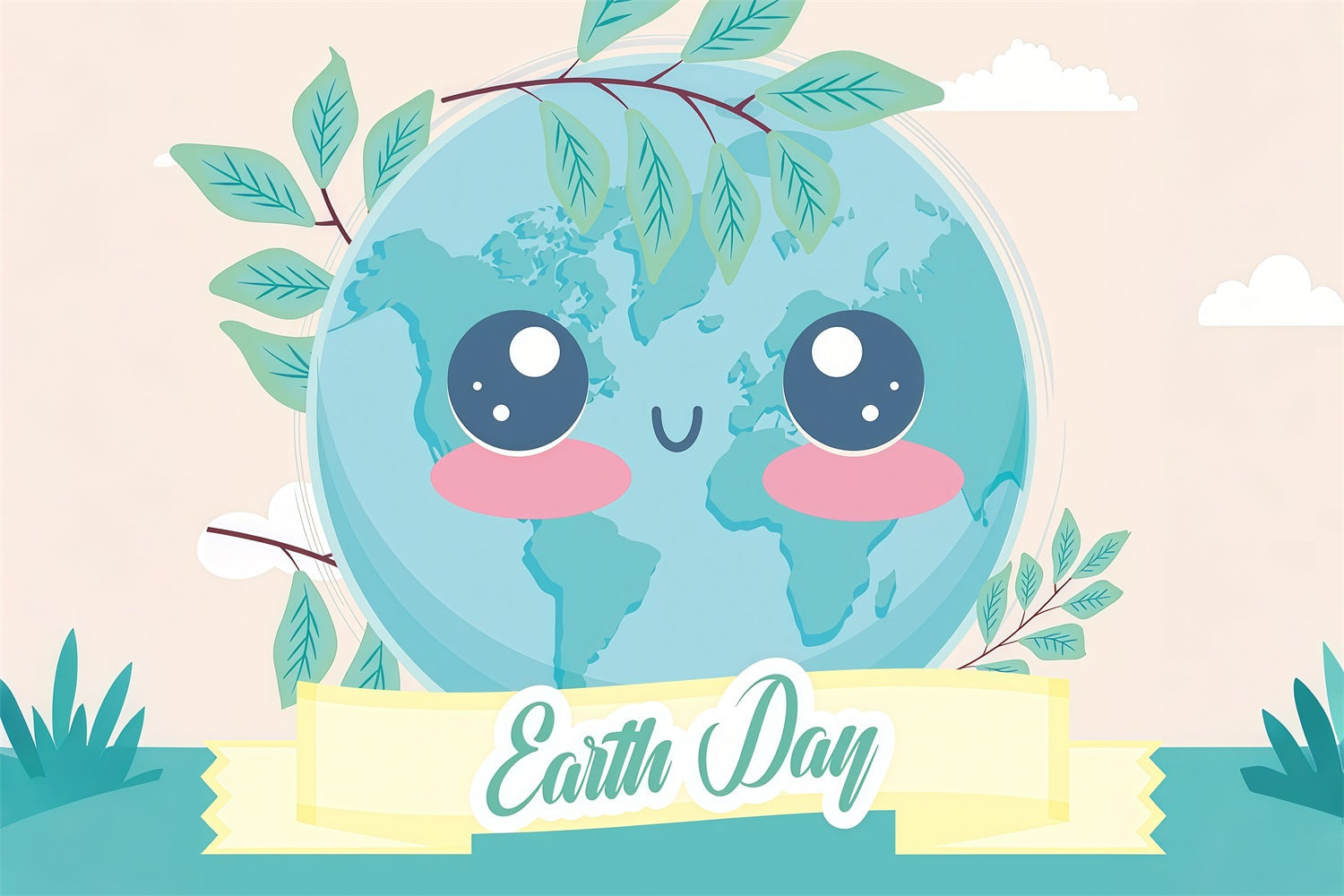 Happy Earth Day Backdrop Lächelnder Planet Erde Backdrop GTY3-61