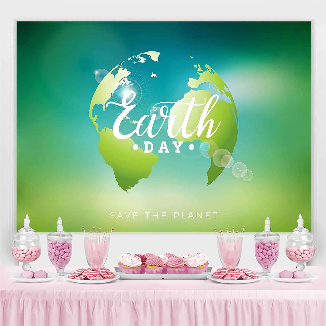 Happy Earth Day Backdrop Öko-friedlicher grüner Planet Backdrop GTY3-62