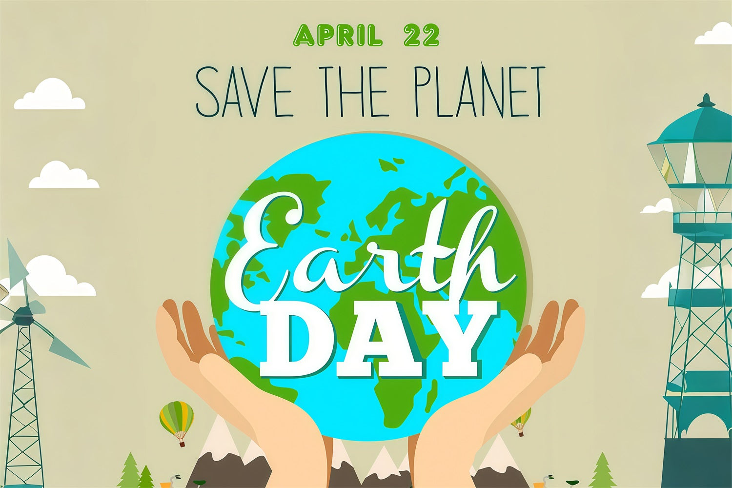 Happy Earth Day Backdrop 22. April Hände halten Erde Backdrop GTY3-63