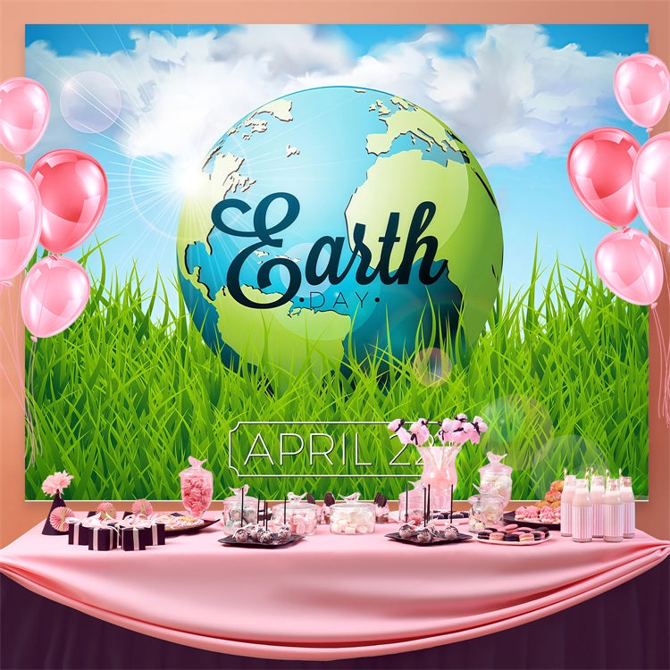 Happy Earth Day Backdrop Grünes Gras 22. April Backdrop GTY3-74