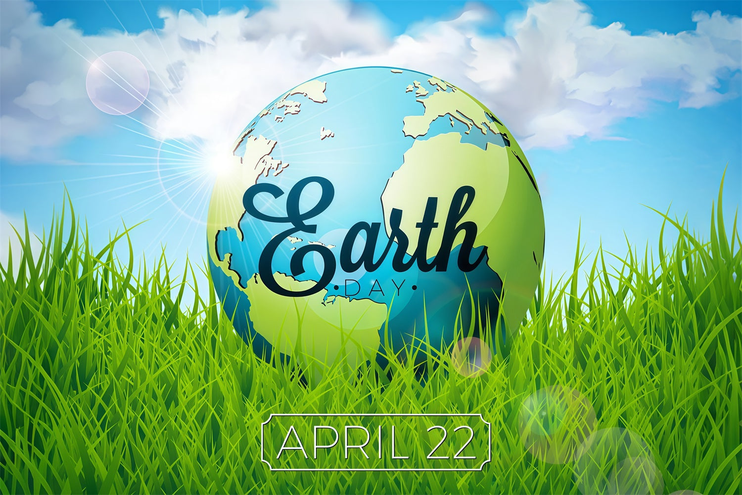 Happy Earth Day Backdrop Grünes Gras 22. April Backdrop GTY3-74