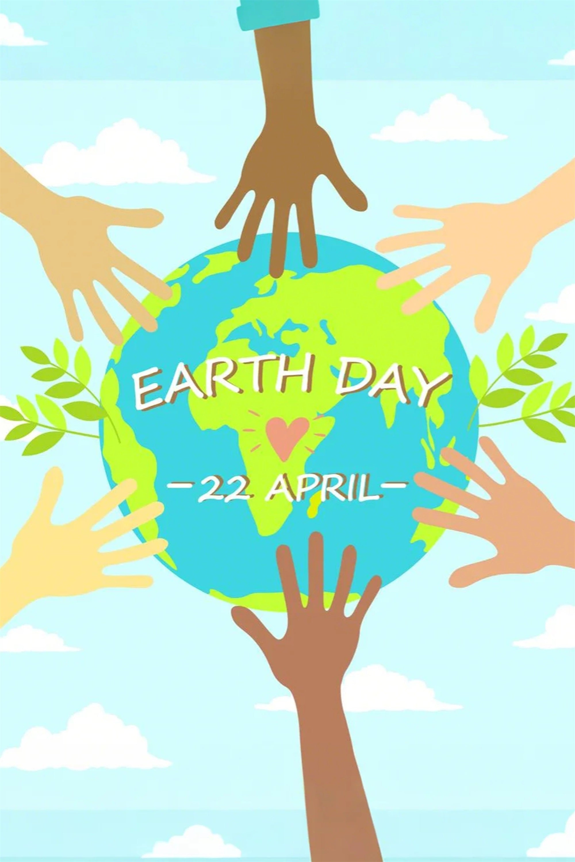 Happy Earth Day Backdrop Rettet den Planeten Einheitskulisse GTY3-76