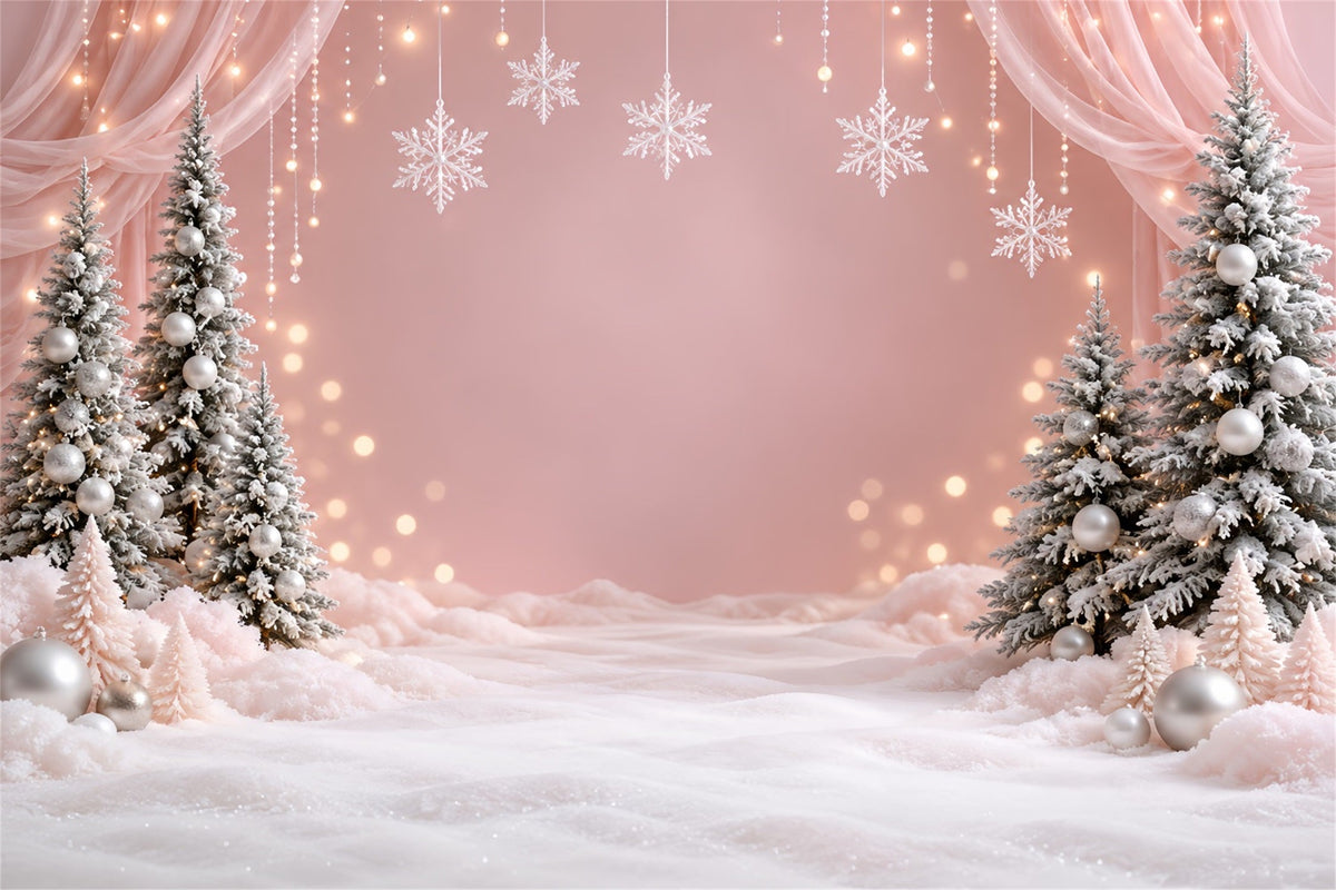 Winterlicher Weihnachtshintergrund Zartrosa Schneeflocken-Wunderland HQ610-156