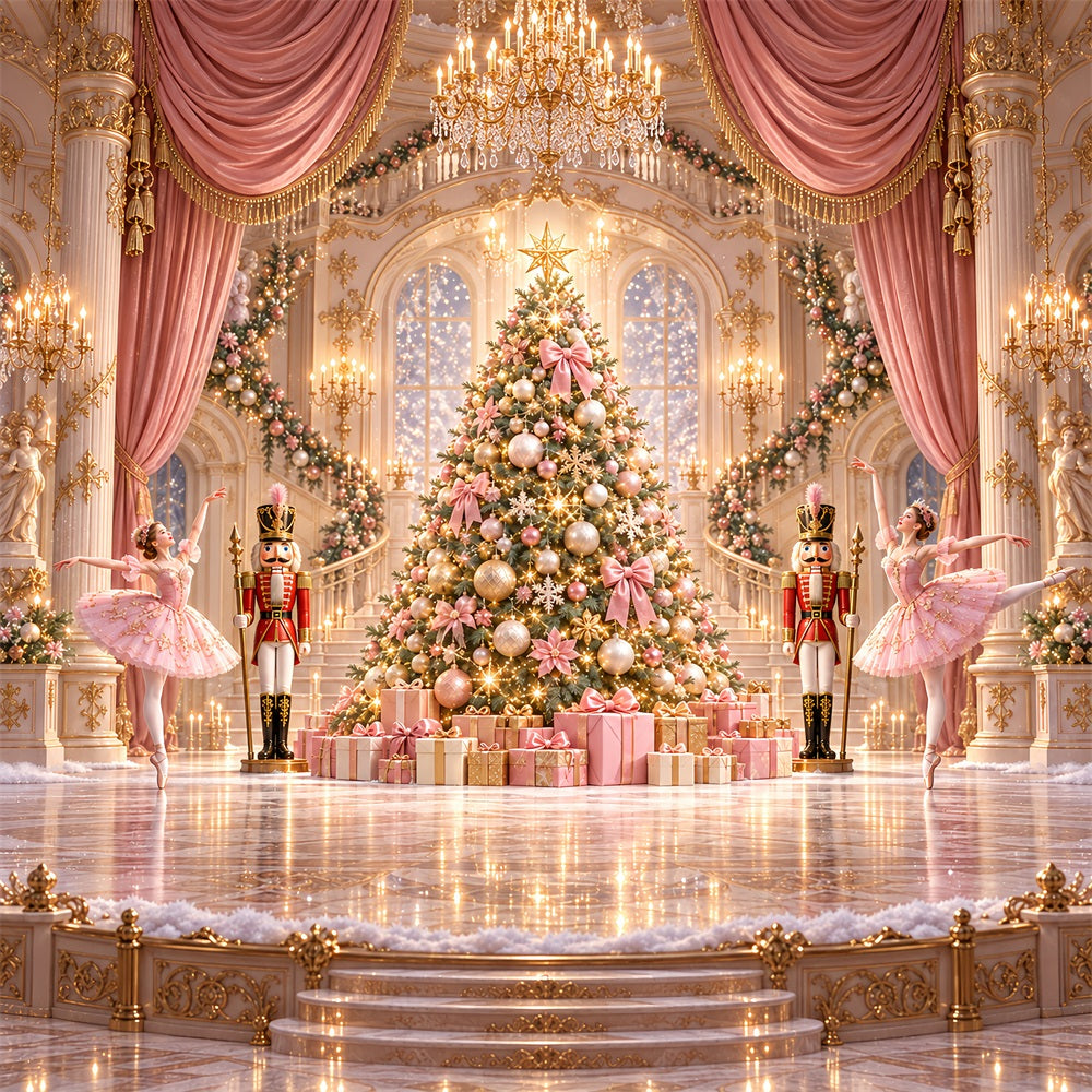 Nussknacker-Fotohintergrund Rosa Ballettsaal Bühne HQ610-173