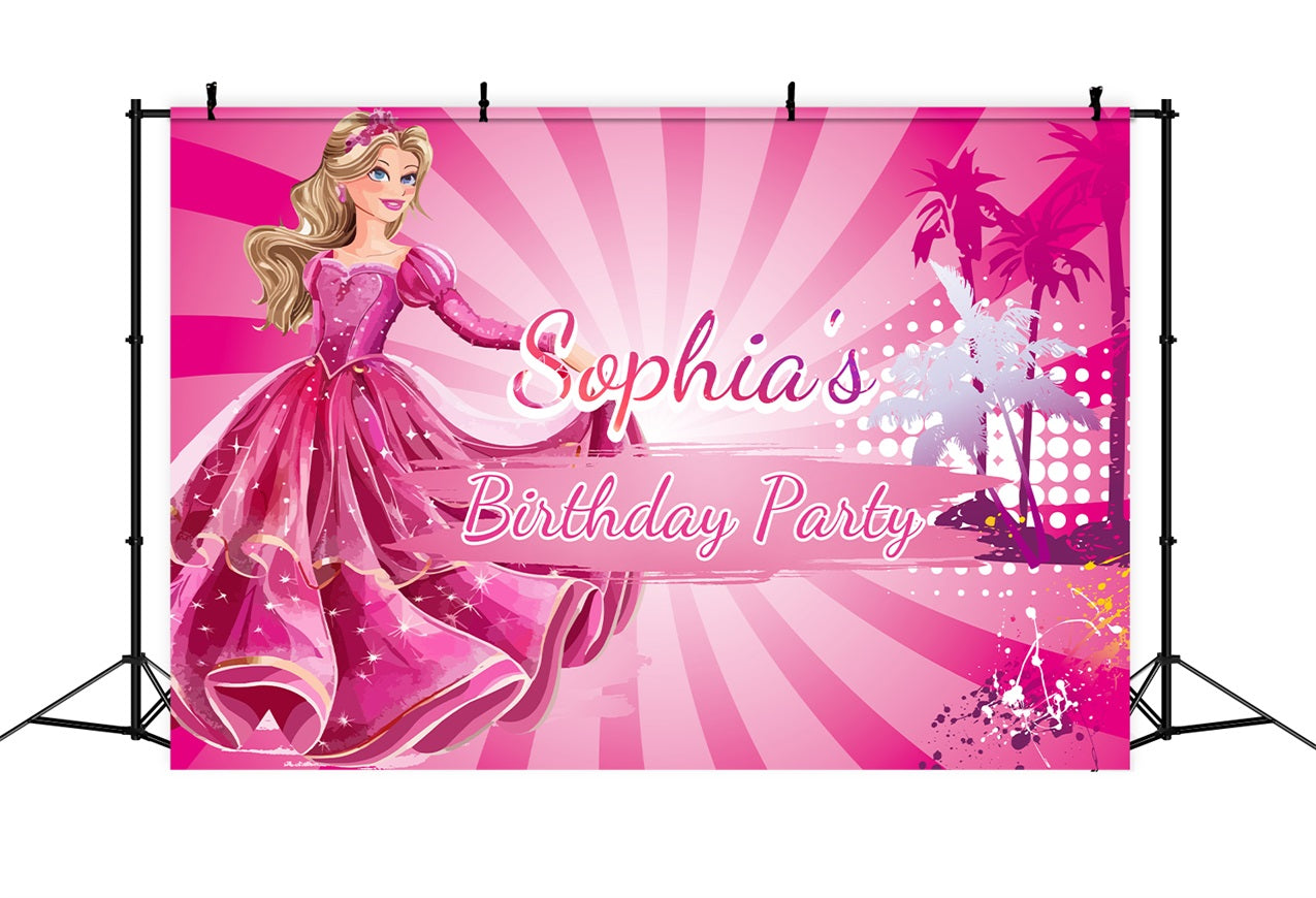 Individueller Hintergrund Geburtstagsparty Rosa Puppe Prinzessin Glamour Hintergrund LXX1-204