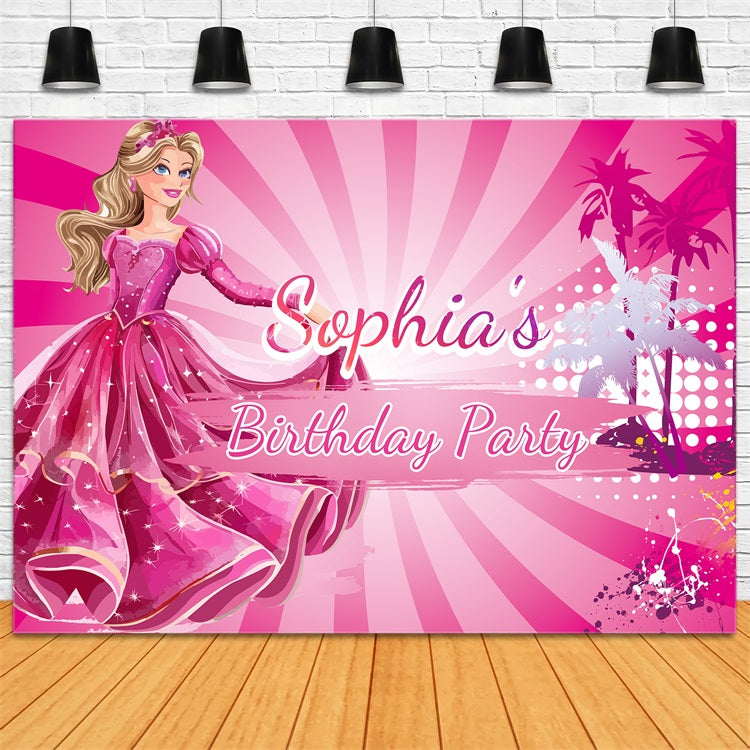 Individueller Hintergrund Geburtstagsparty Rosa Puppe Prinzessin Glamour Hintergrund LXX1-204