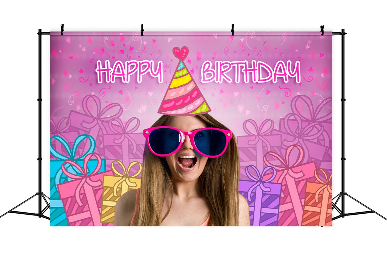 Benutzerdefinierte Hintergrund Geburtstag Rosa Puppe Freude Sonnenbrille Party Hintergrund LXX1-209