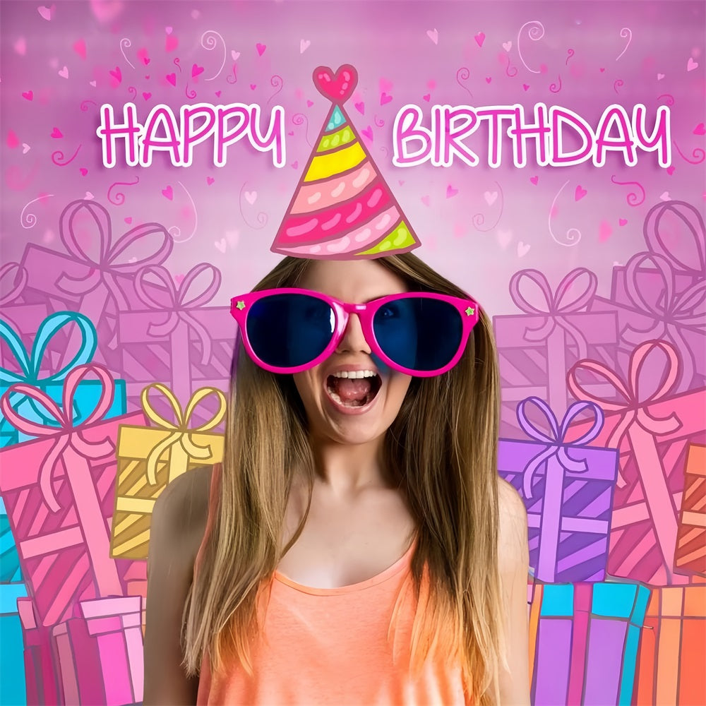 Benutzerdefinierte Hintergrund Geburtstag Rosa Puppe Freude Sonnenbrille Party Hintergrund LXX1-209