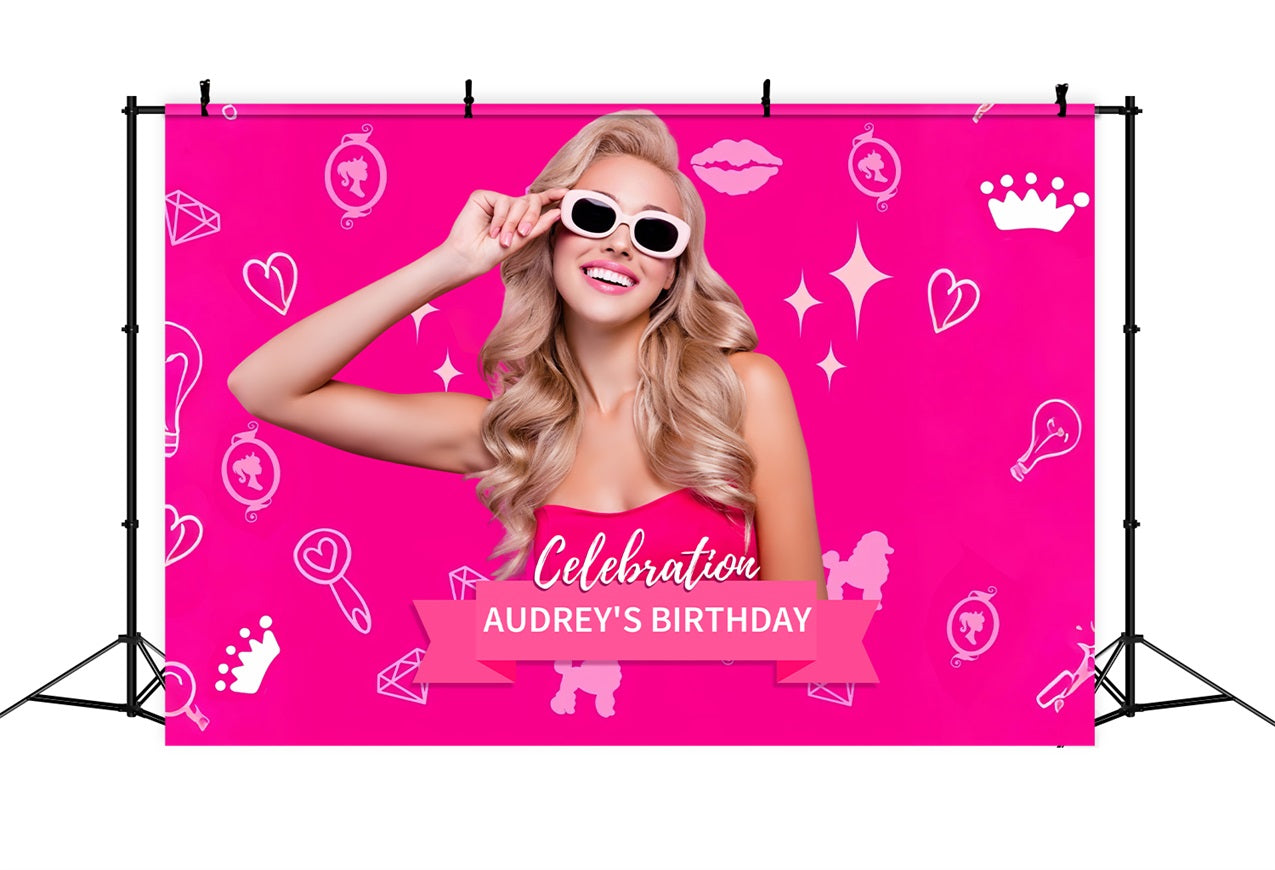 Individuelle Geburtstagsparty Hintergrund Rosa Puppe Pink Sparkling Audrey Hintergrund LXX1-210