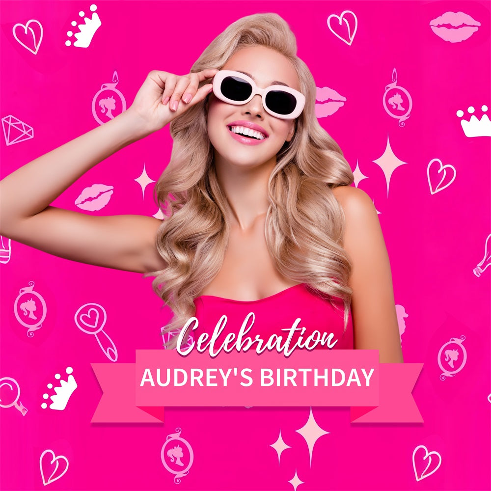 Individuelle Geburtstagsparty Hintergrund Rosa Puppe Pink Sparkling Audrey Hintergrund LXX1-210