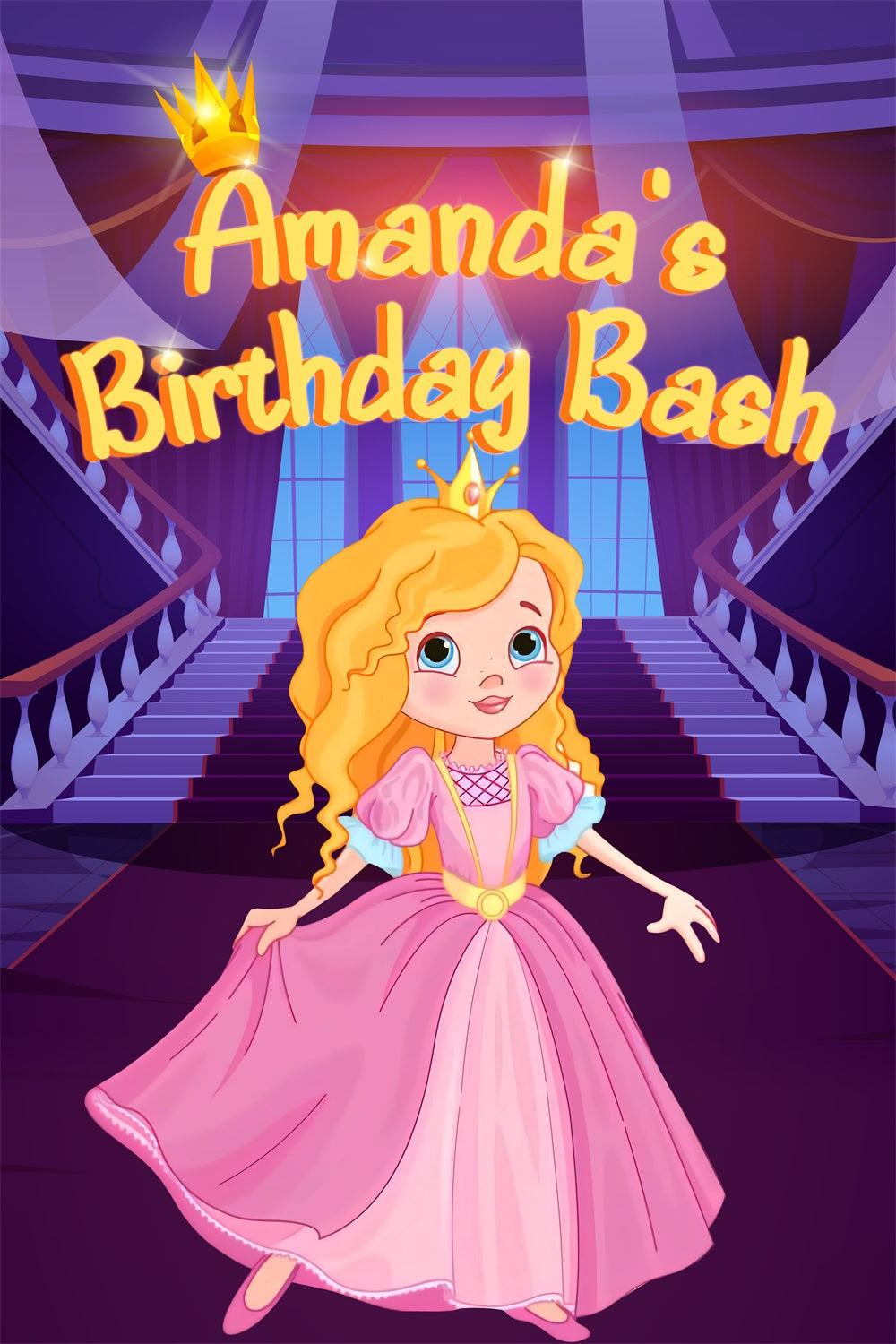 Personalisierte Geburtstagskulissen Rosa Puppe Amanda Magical Backdrop LXX1-215