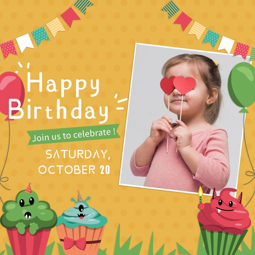 Personalisierte Geburtstag Backdrops Fun Cupcake Ballons Backdrop LXX1-217