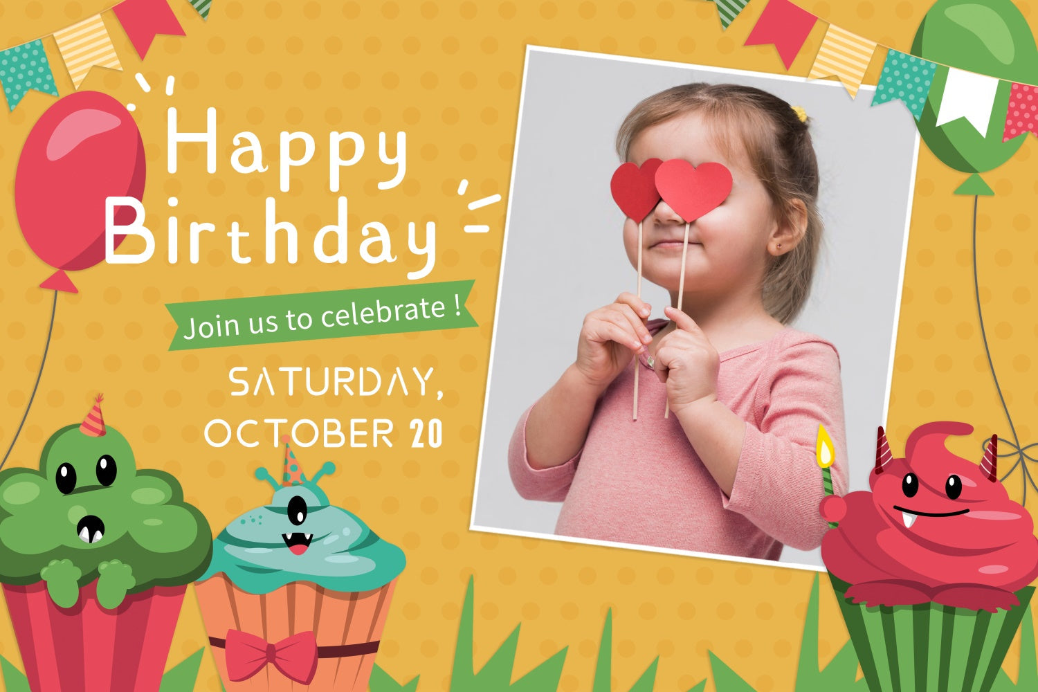 Personalisierte Geburtstag Backdrops Fun Cupcake Ballons Backdrop LXX1-217