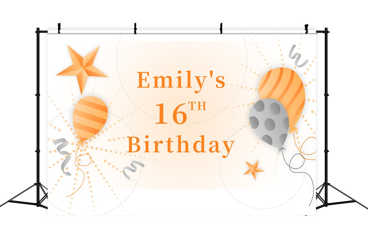 Custom Birthday Backdrops 16. Orange Star Ballon Backdrop LXX1-218