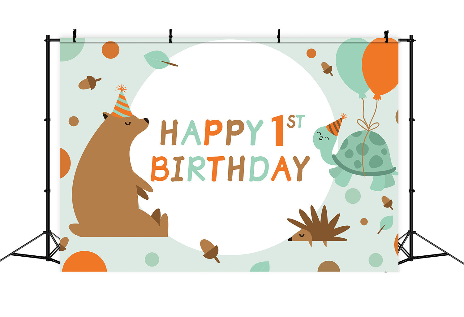 Personalisierte Geburtstag Backdrops 1. Cute Forest Tiere Backdrop LXX1-222