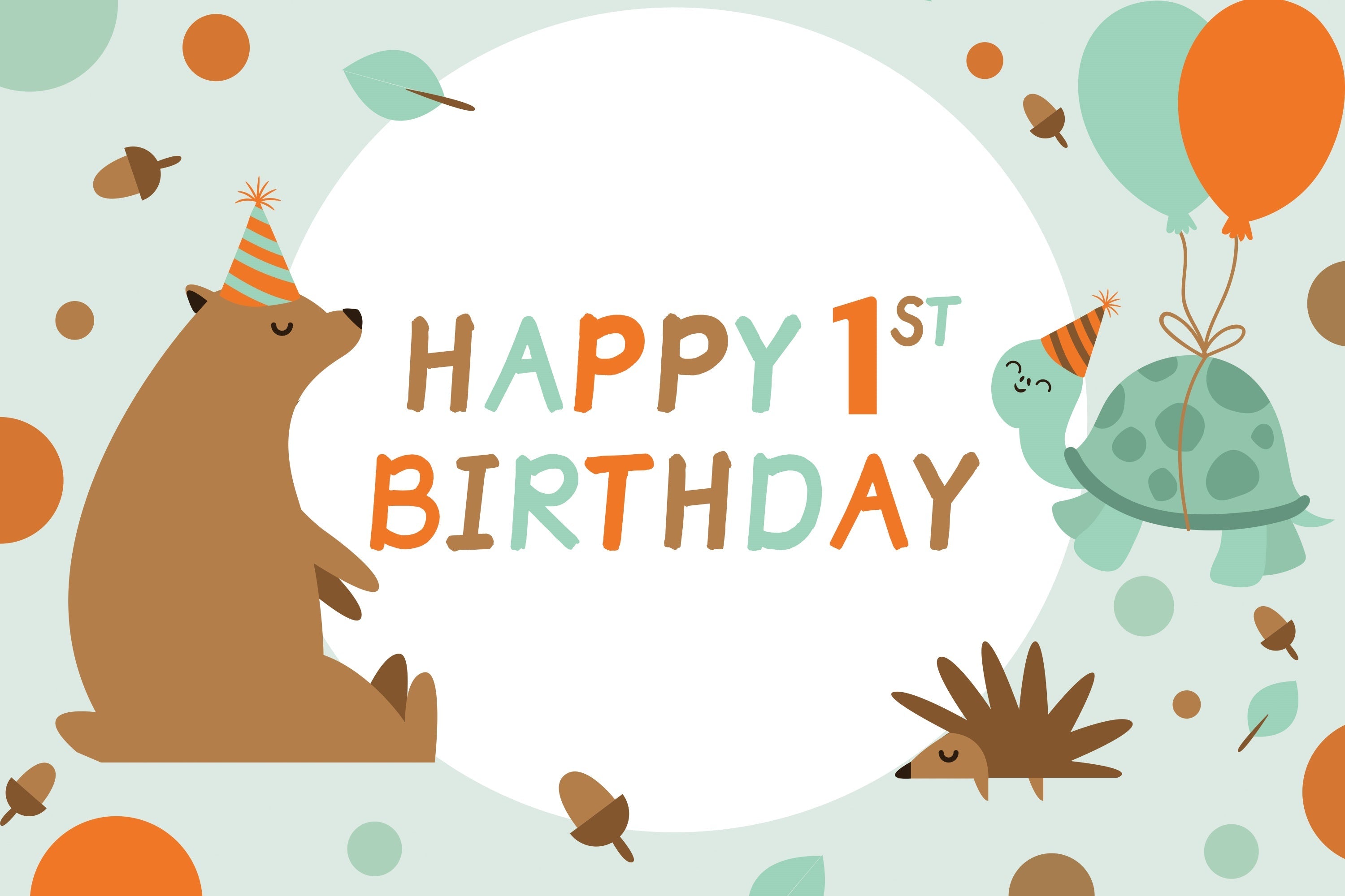 Personalisierte Geburtstag Backdrops 1. Cute Forest Tiere Backdrop LXX1-222