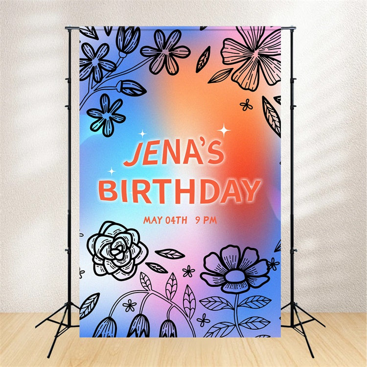 Custom Birthday Backdrops Bunte Gradient Flower Backdrop LXX1-224