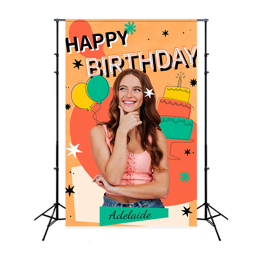 Custom Made Birthday Backdrops Bunte Luftballons Kuchen Backdrop LXX1-226