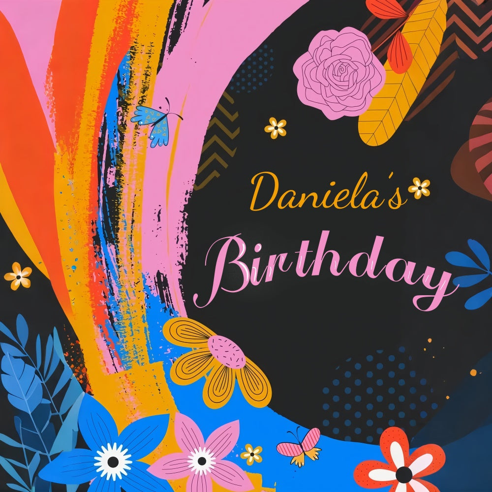 Personalisierte Geburtstag Backdrop Bunte Blume Schmetterling Backdrop LXX1-227