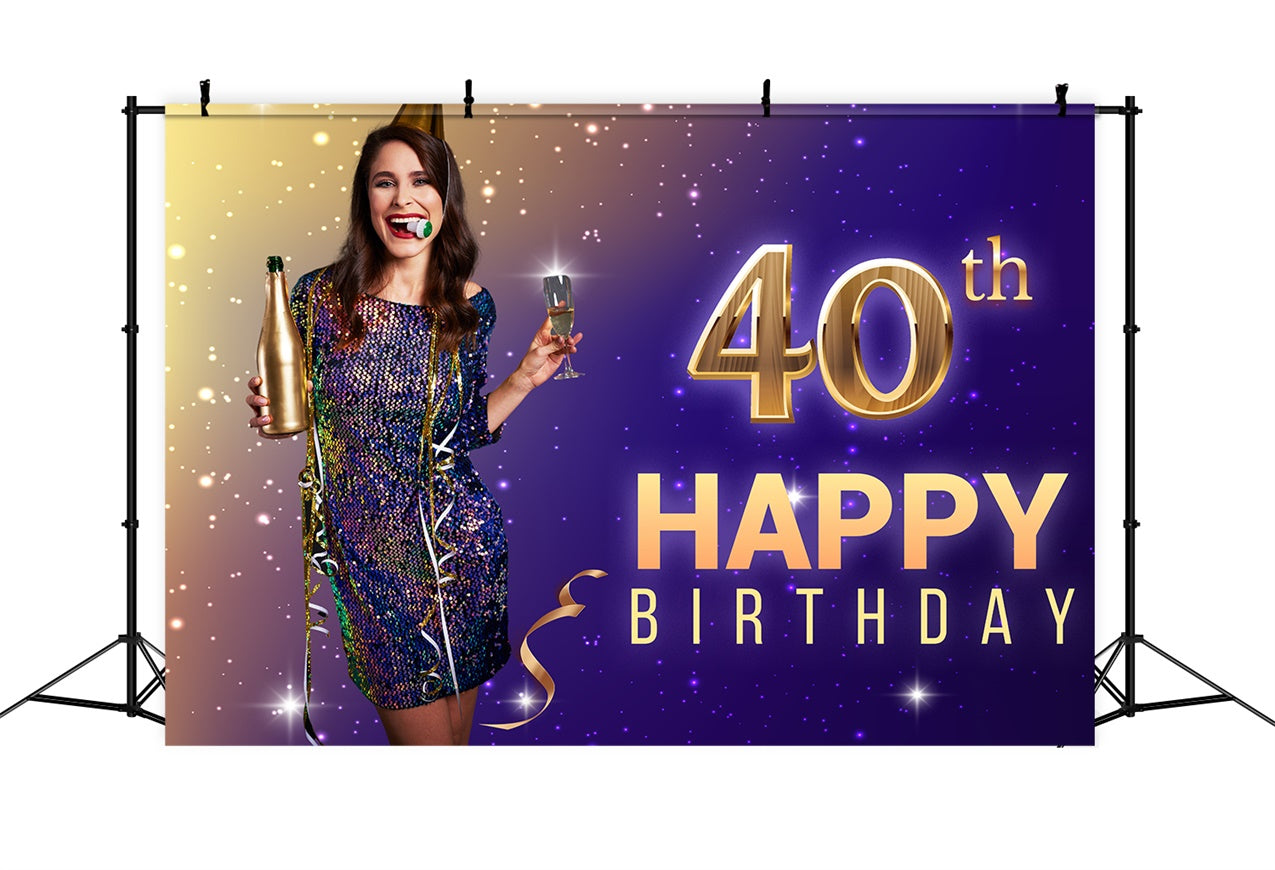 Custom Birthday Backdrops Glitzernde 40. Feier Backdrop LXX1-234