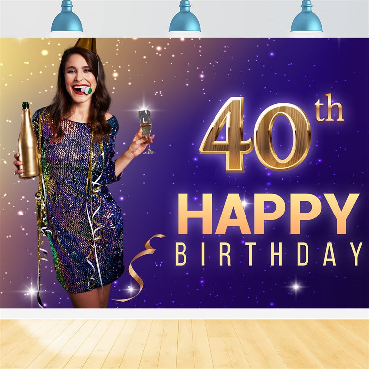 Custom Birthday Backdrops Glitzernde 40. Feier Backdrop LXX1-234