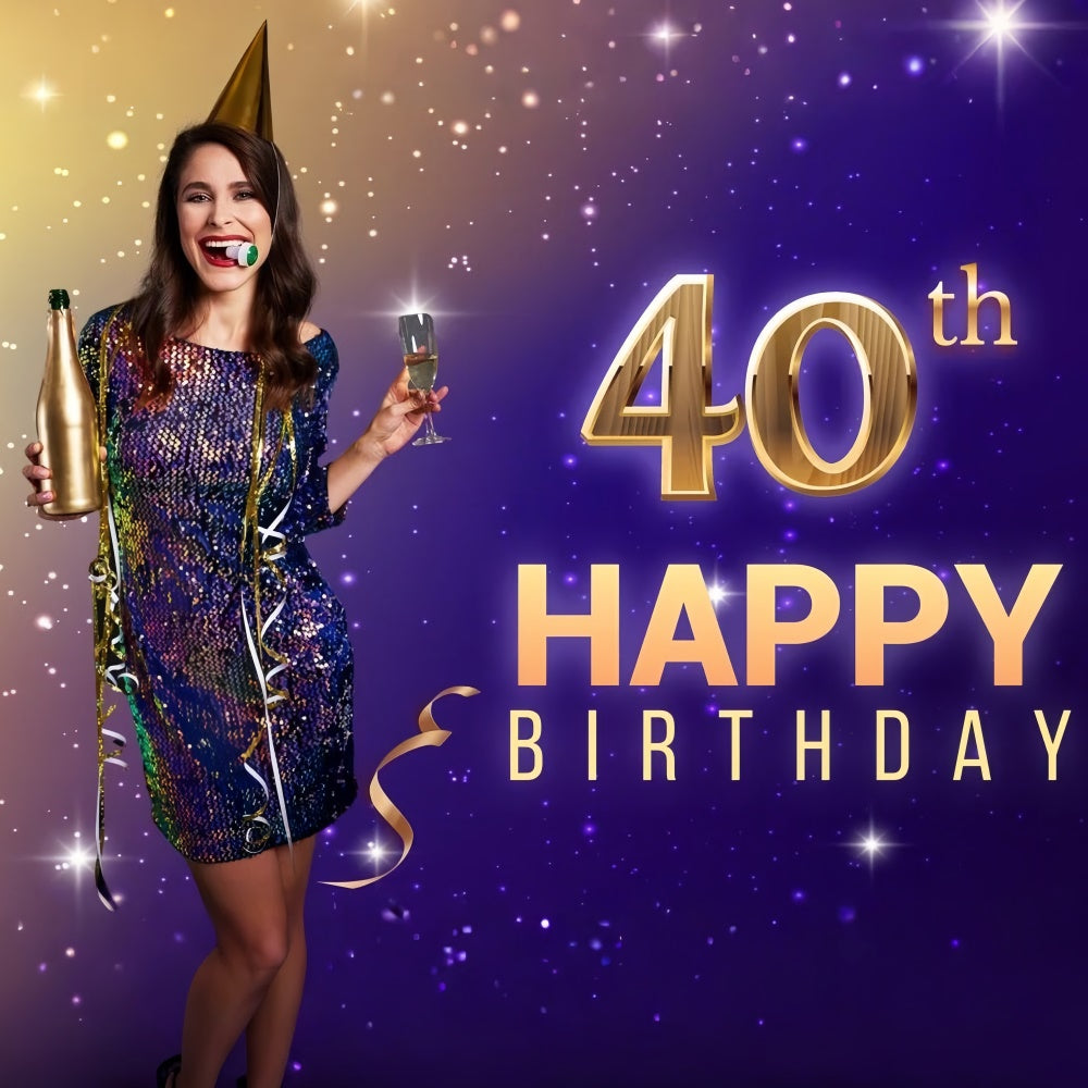 Custom Birthday Backdrops Glitzernde 40. Feier Backdrop LXX1-234