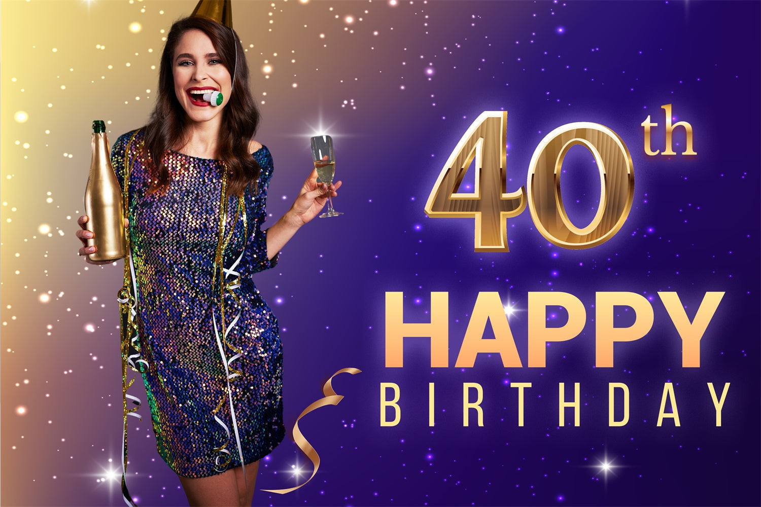 Custom Birthday Backdrops Glitzernde 40. Feier Backdrop LXX1-234